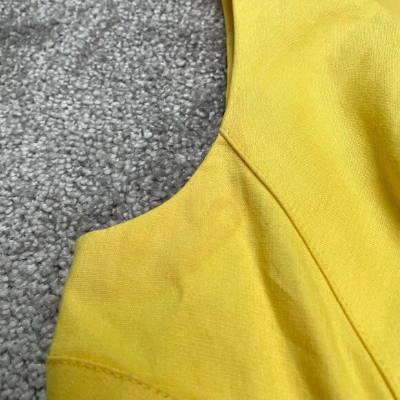 Adrianna Papell Linen Blend Ruched Sheath Midi Dress Womens Petite 2 Yellow Work - Picture 7 of 16